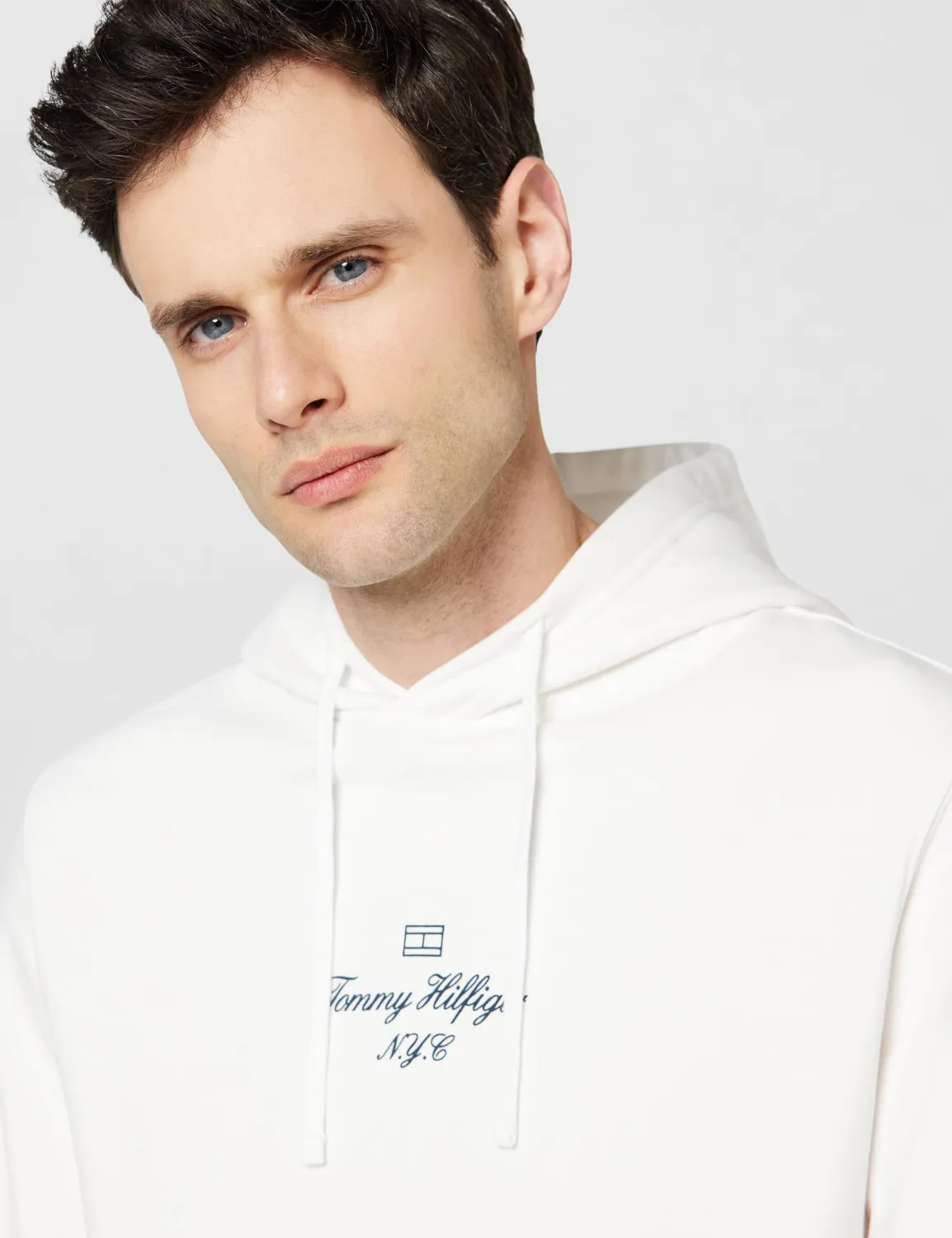 Tommy Hilfiger Outline Flag Script felpa cappuccio bianca L