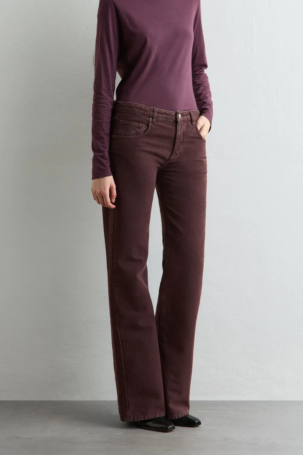 Massimo Alba Flare pantaloni donna rose brown cotone