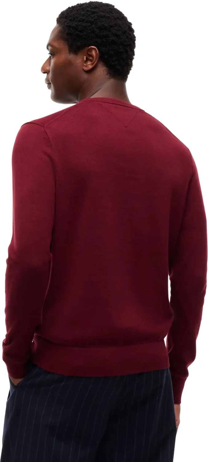 Tommy Hilfiger Essential maglione girocollo borgogna S cotone