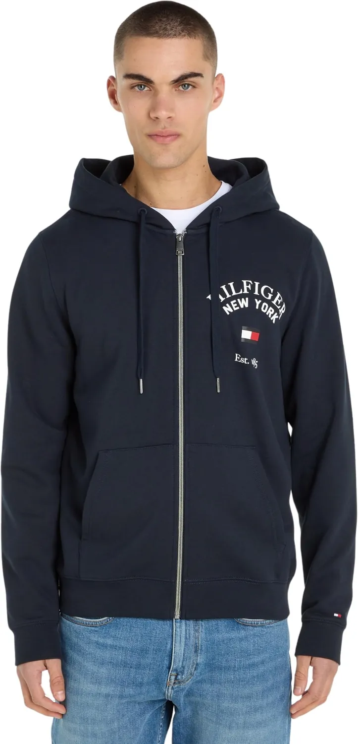Tommy Hilfiger felpa cappuccio zip uomo Desert Sky cotone