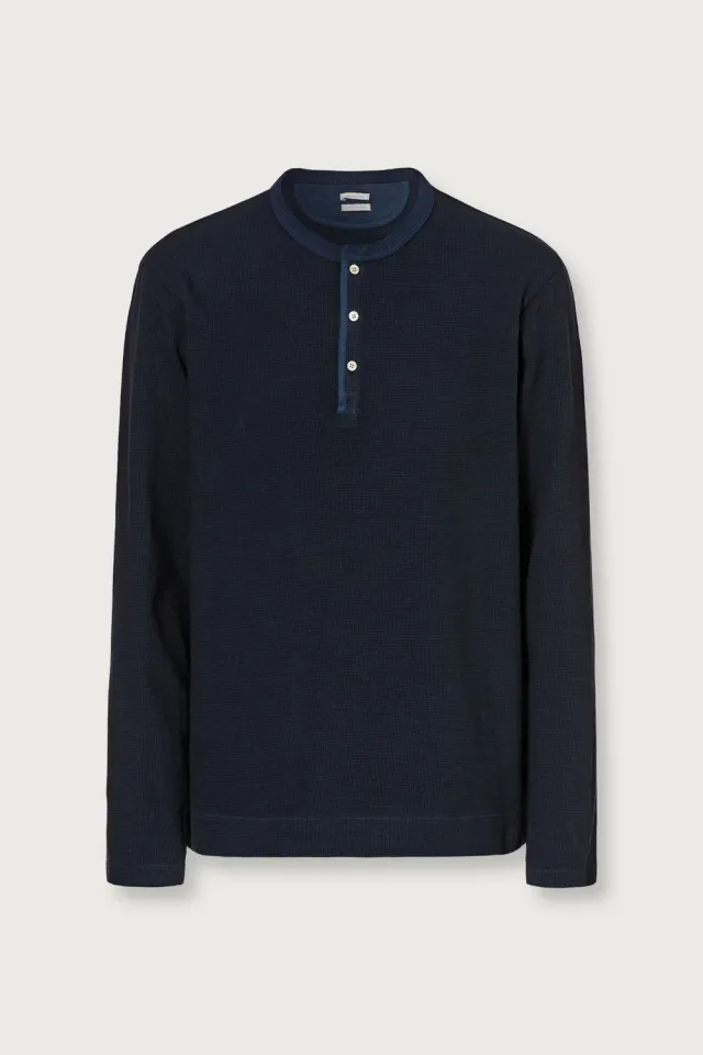 Massimo Alba Manchester maglia serafino blu cashmere