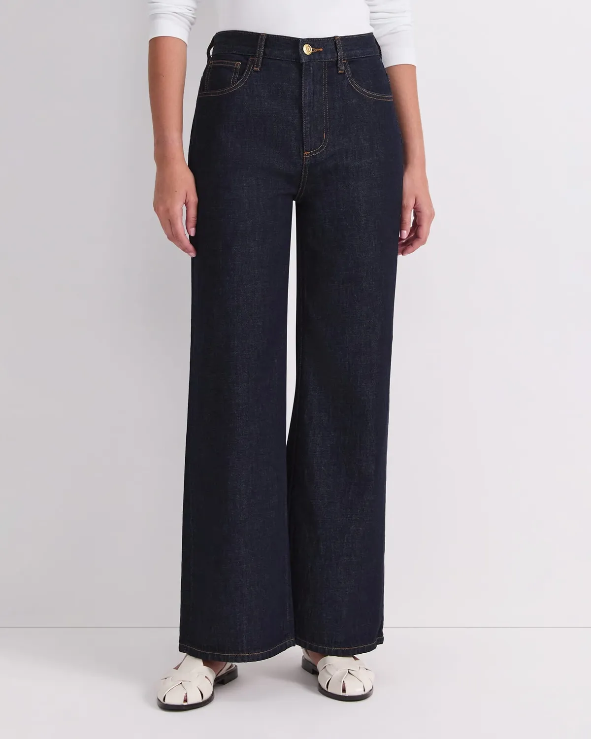 Sportscraft Simmi Wide Leg jeans bianchi gamba larga