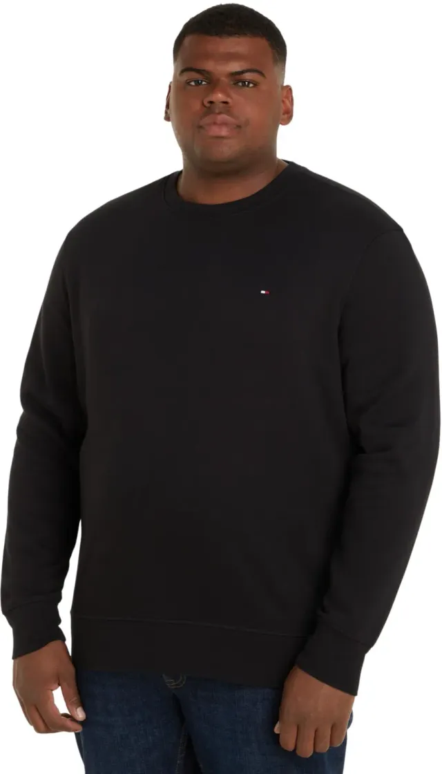 Tommy Hilfiger Flag Logo felpa uomo nera XXL Plus Tall girocollo