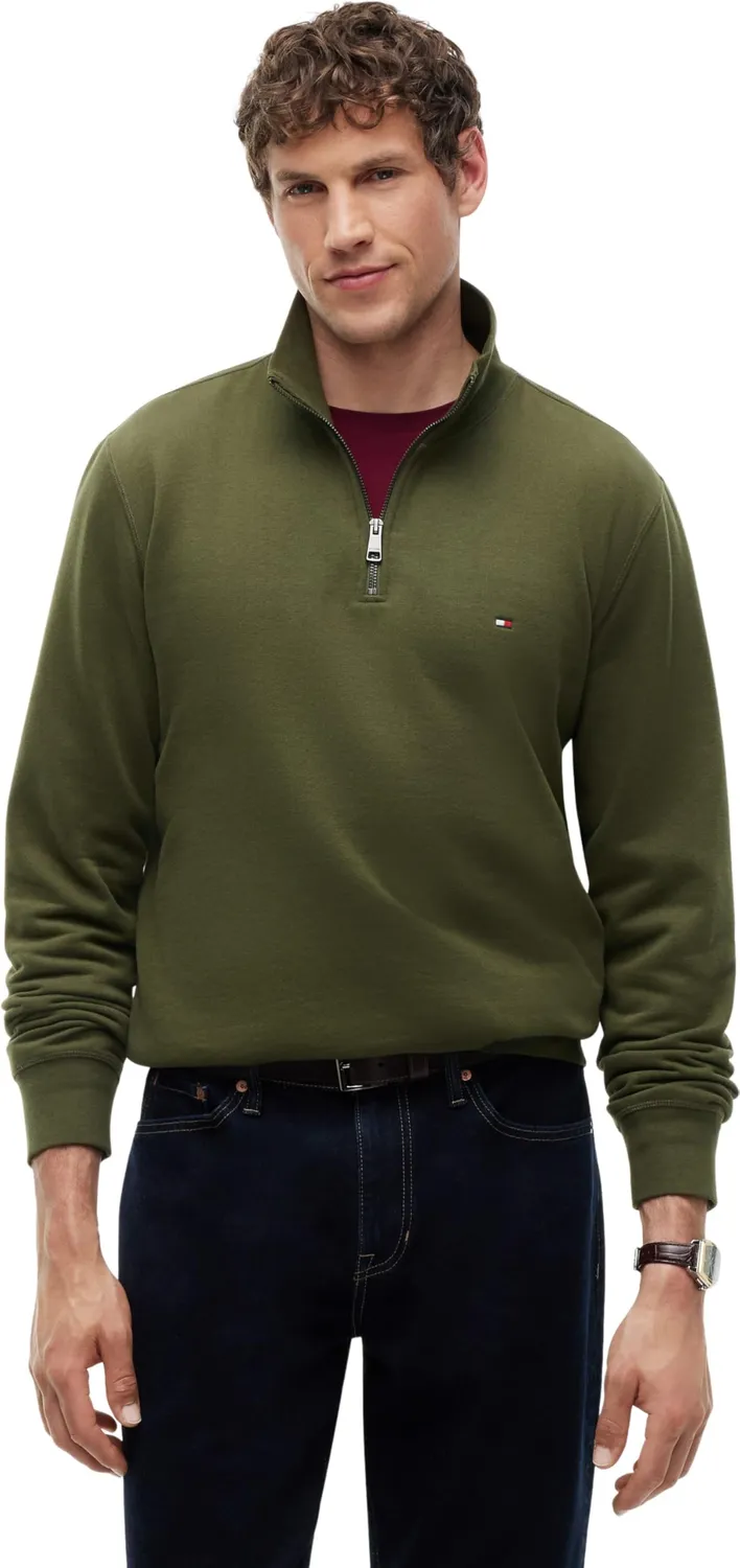 Tommy Hilfiger Essential Fleece MW0MW37233 Felpa Mezza Zip Uomo Pile