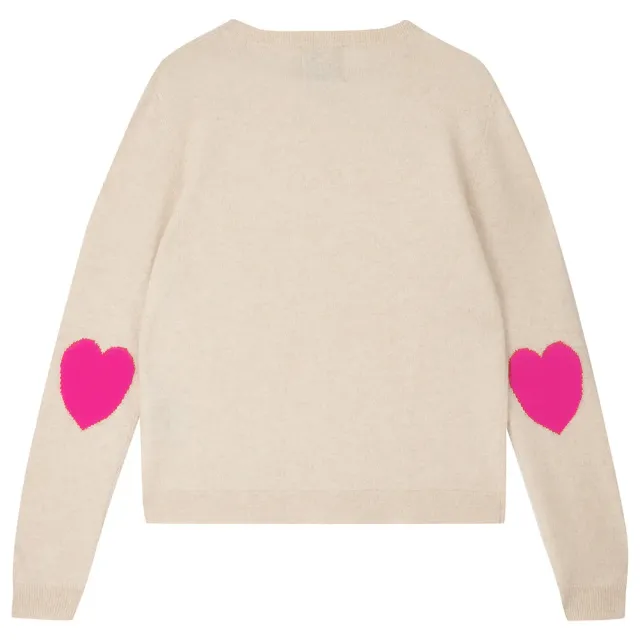 Jumper 1234 Heart Patch maglione cashmere avena cuori