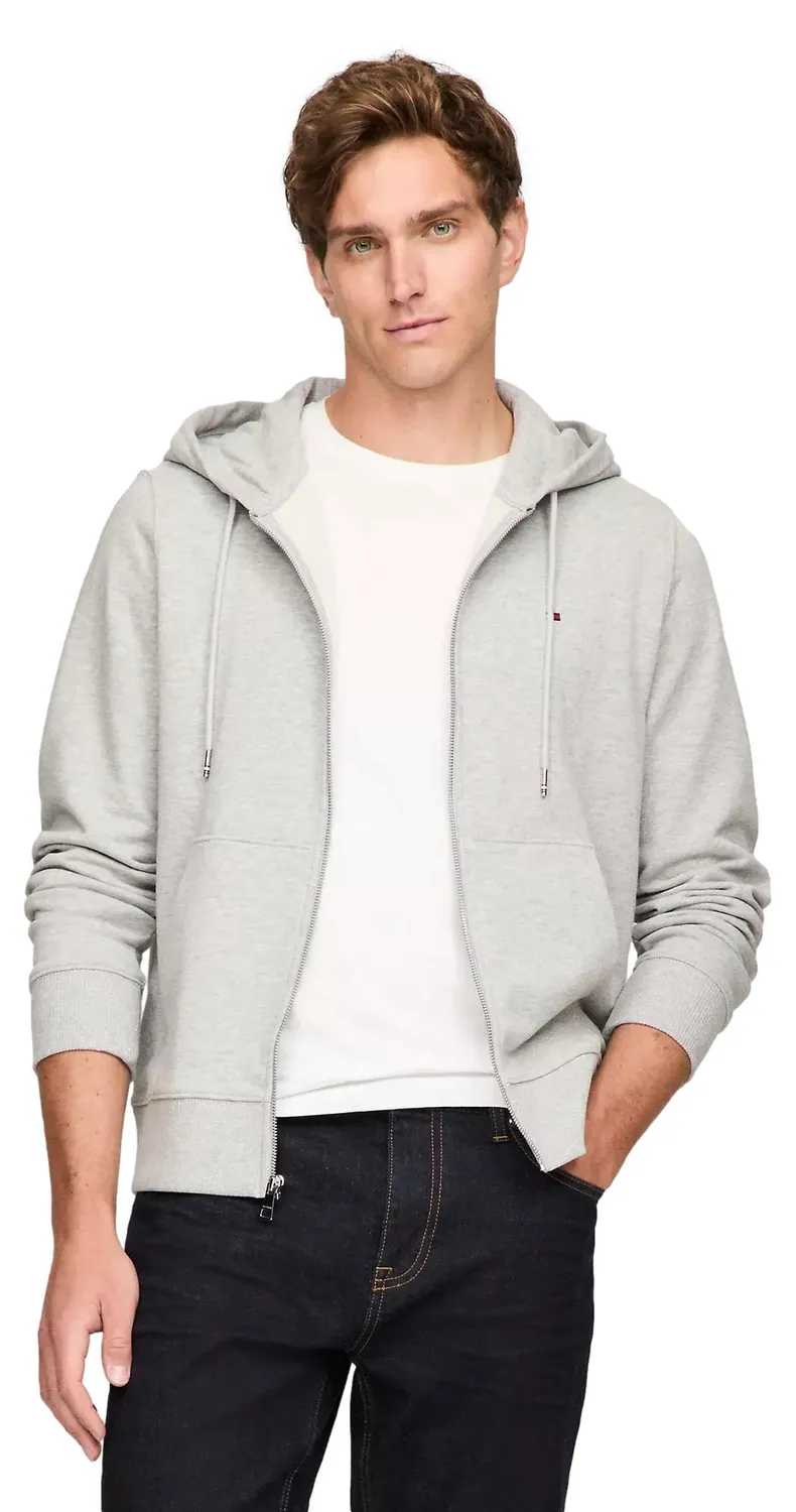 Tommy Hilfiger Stack Felpa Zip Nero Black Uomo Cotone