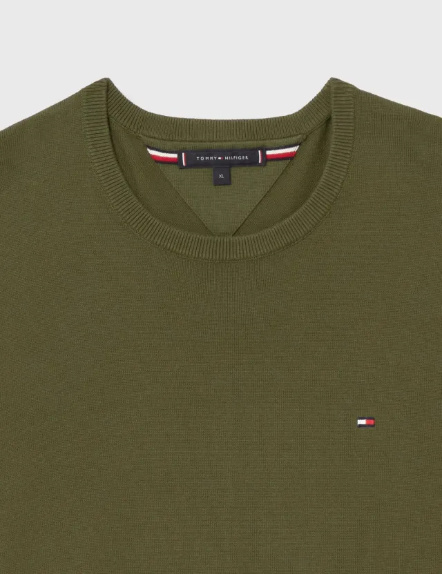 Tommy Hilfiger Essential Cotton maglione girocollo verde XL cotone