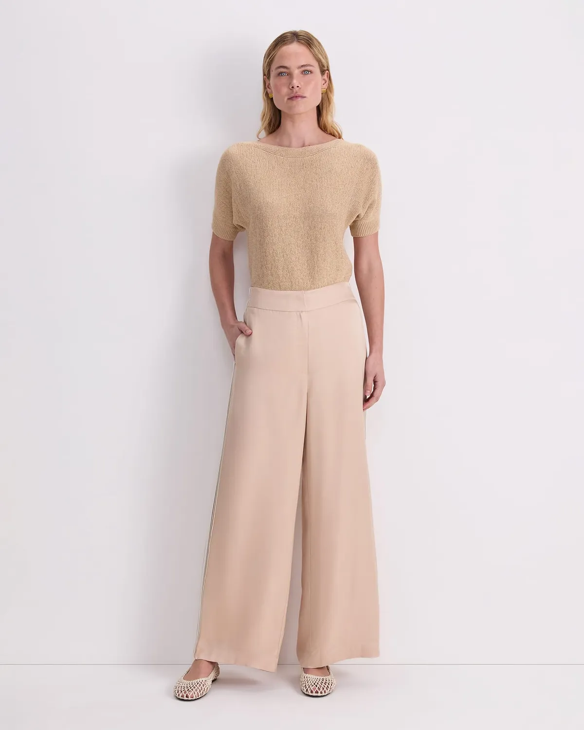 Sportscraft Yara Drape Stripe pantaloni palazzo viscosa