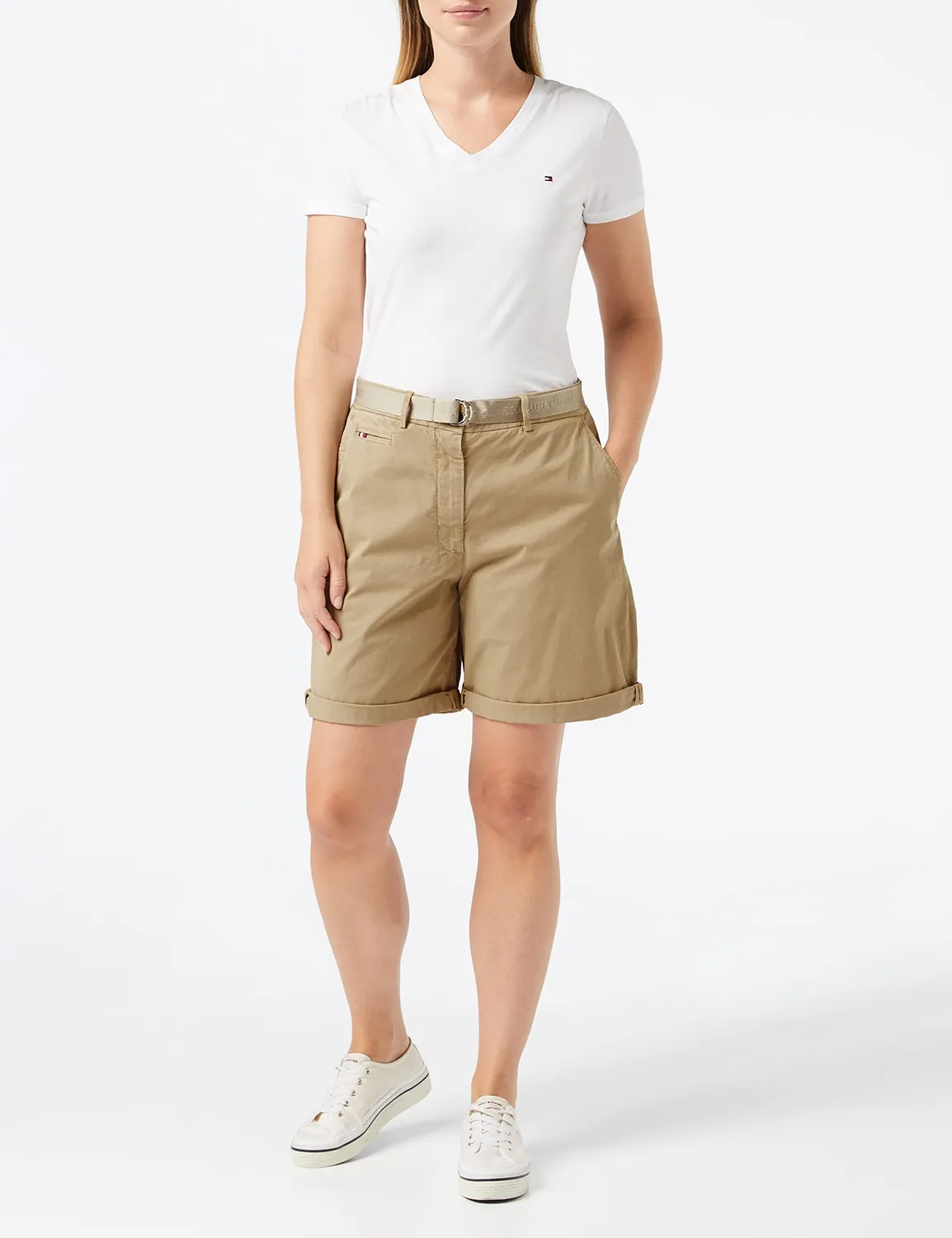 Tommy Hilfiger shorts donna pantaloncini chino twill cotone
