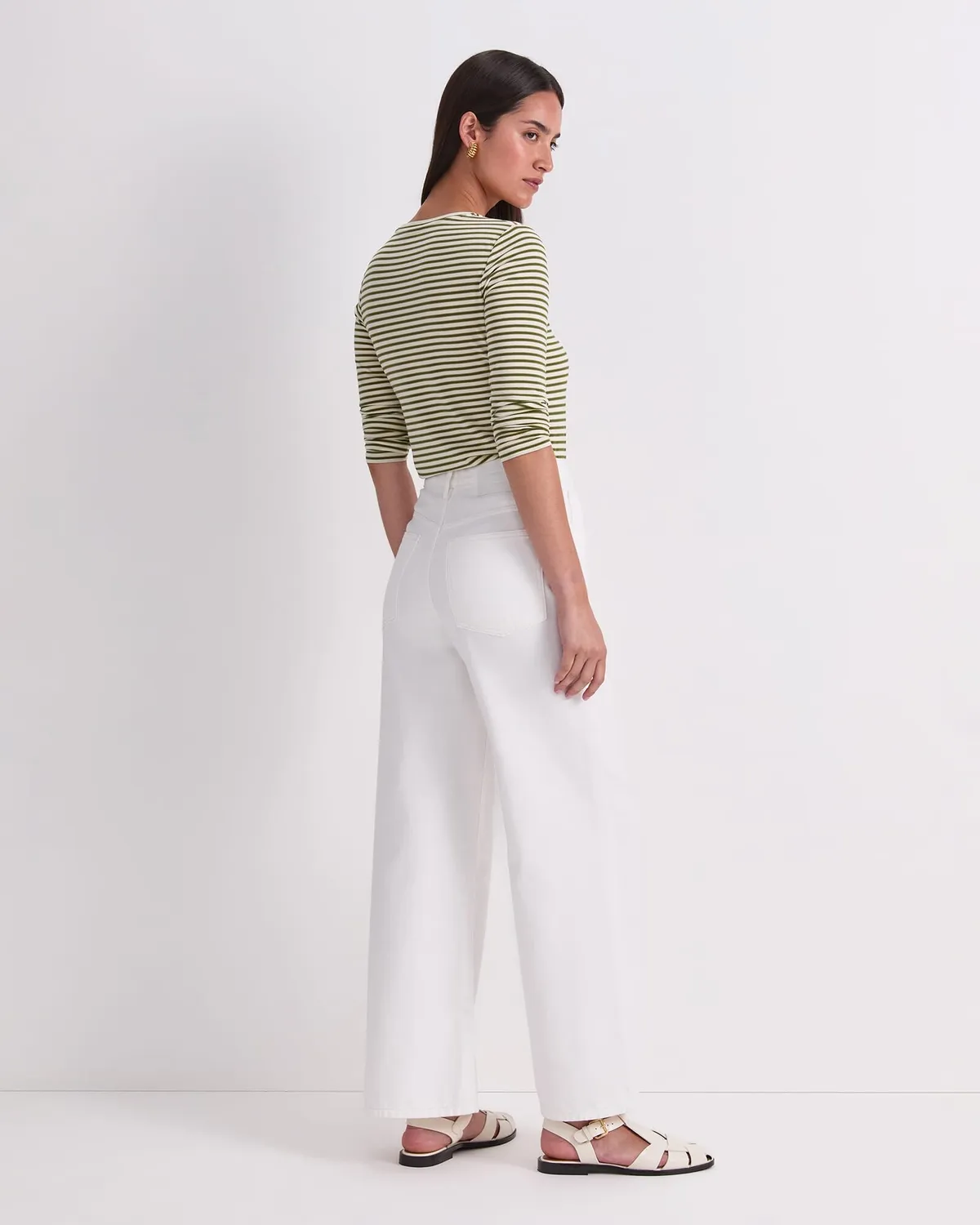 Sportscraft Simmi Wide Leg jeans bianchi elasticizzati