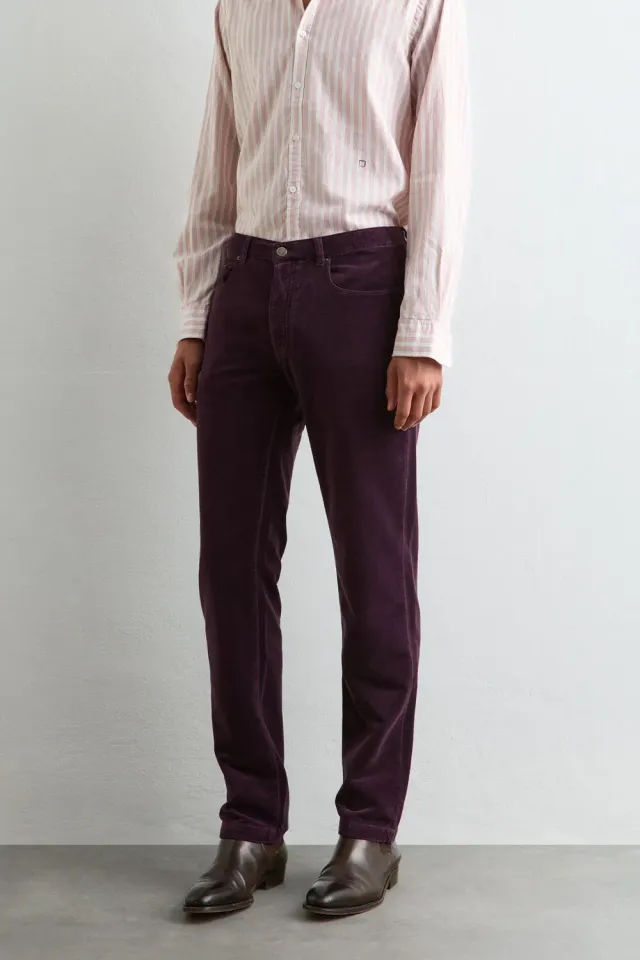 Massimo Alba Alunga pantaloni uomo rosso vellutino