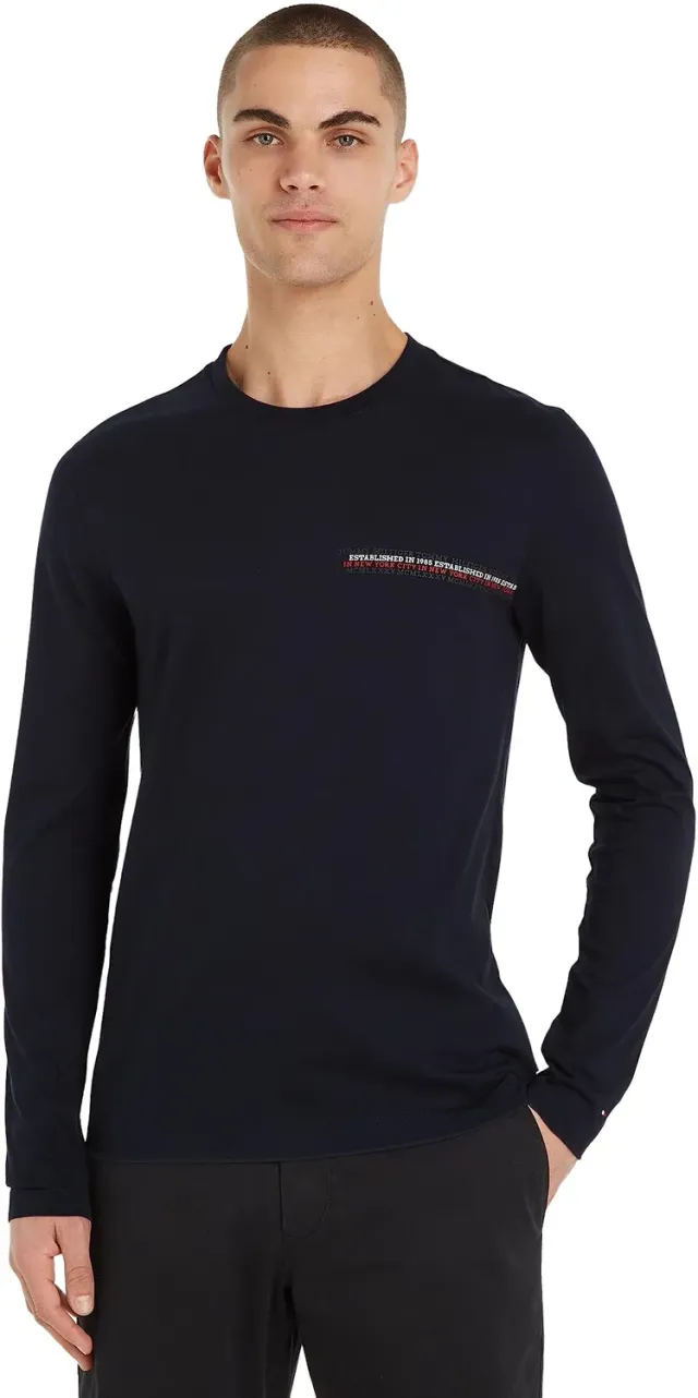 Tommy Hilfiger Monotype MW0MW32621 Maglietta Maniche Lunghe Bianca Cotone