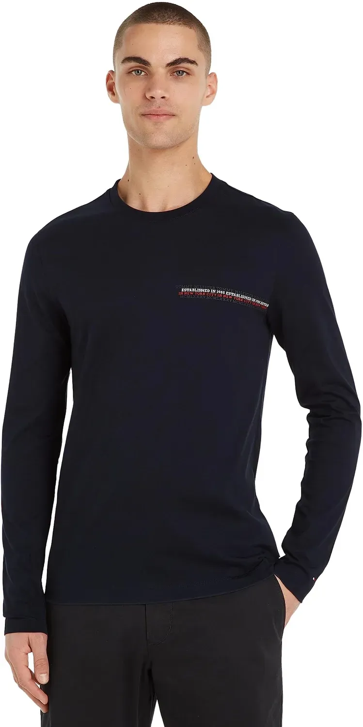 Tommy Hilfiger Monotype MW0MW32621 Maglietta Maniche Lunghe Bianca Cotone