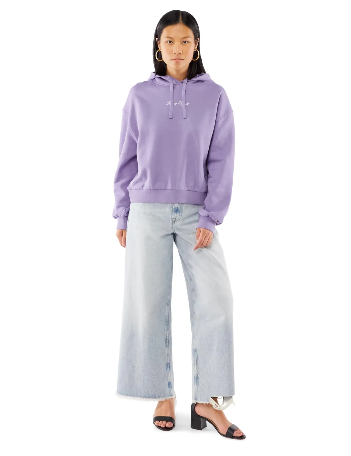 Tommy Hilfiger Classic Script felpa con cappuccio donna M pile