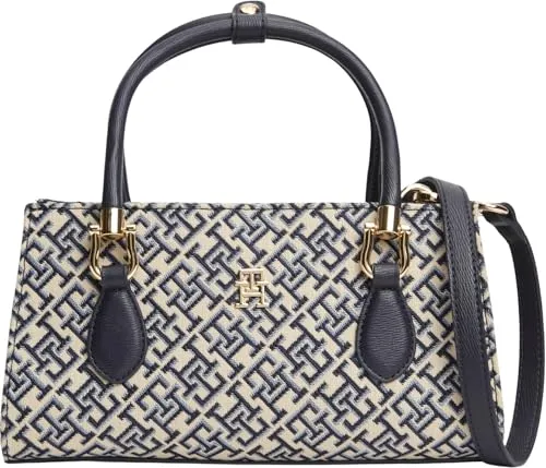 Tommy Hilfiger TH Grace AW0AW18753 borsa satchel blu jacquard