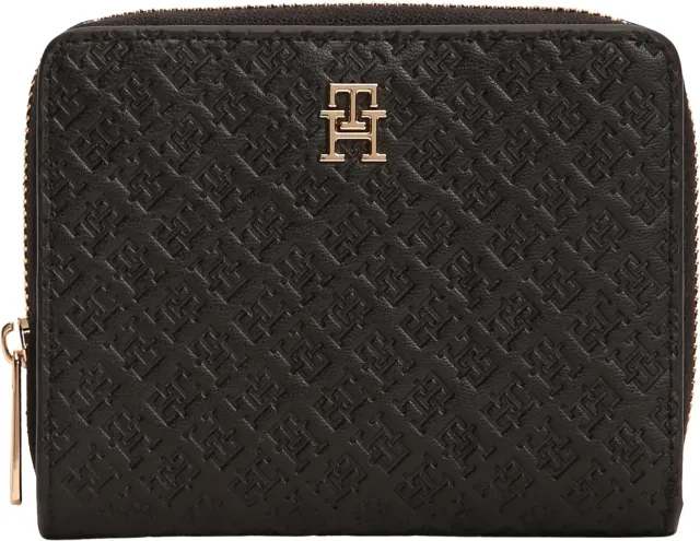 Tommy Hilfiger TH Icon AW0AW18474 portafoglio donna nero zip