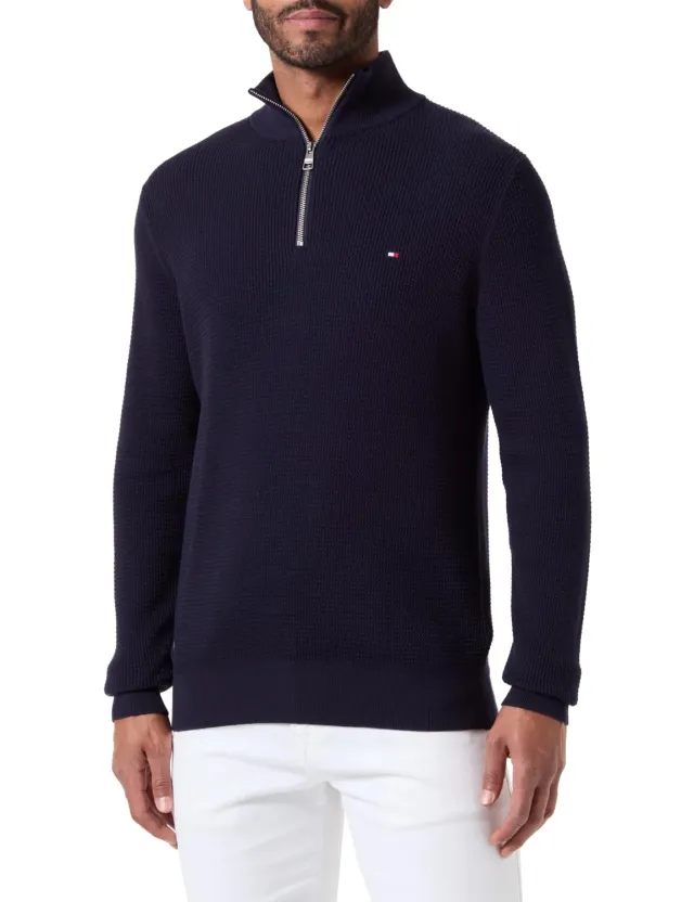 Tommy Hilfiger felpa uomo zip desert sky senza cappuccio pile