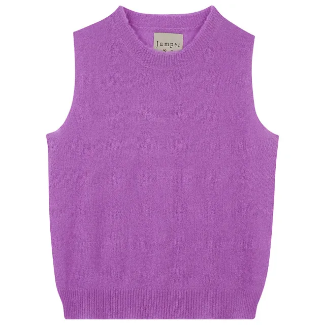 Jumper 1234 Distressed Tank gilet viola cashmere