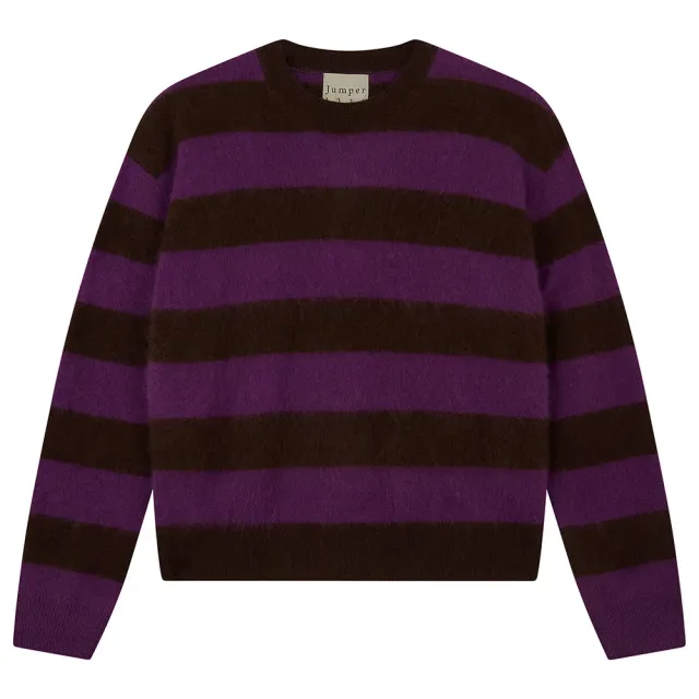 JUMPER 1234 Brushed Stripe Crew Maglione marrone lana spazzolata