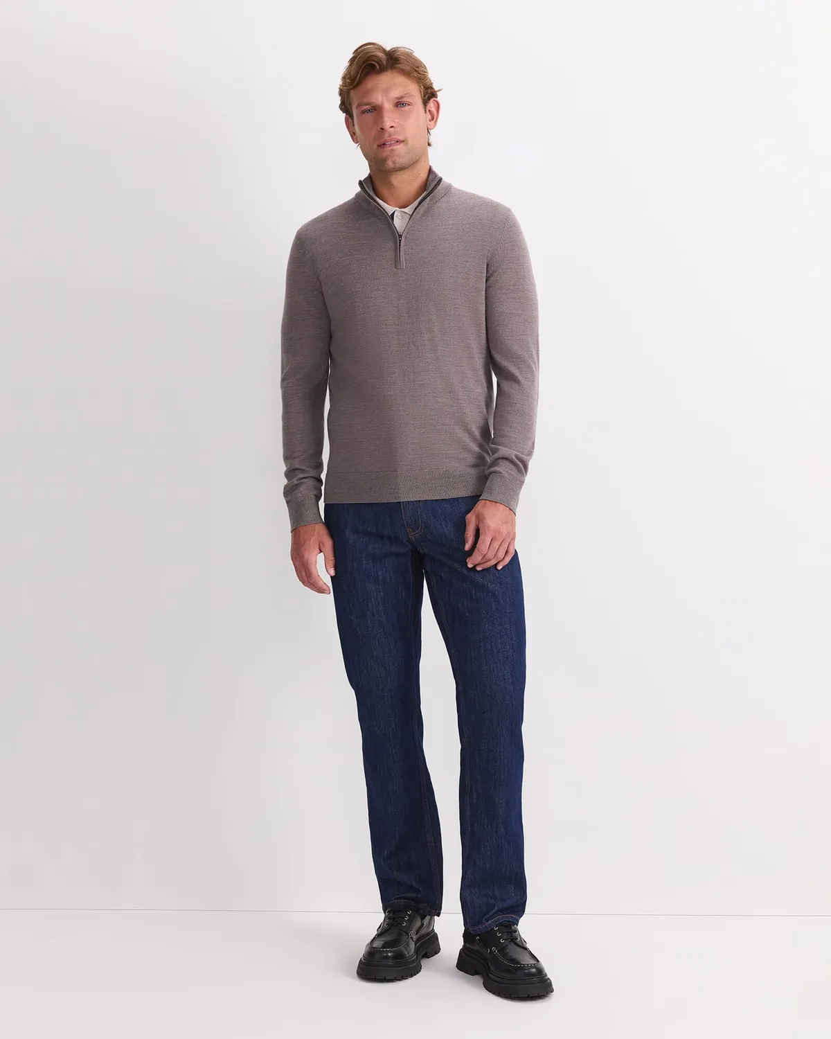 Sportscraft Merino Quarter Zip Knit maglione uomo lana merino