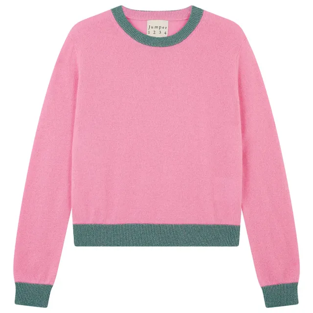 Jumper 1234 Lurex Trim Crew maglione cashmere rosa