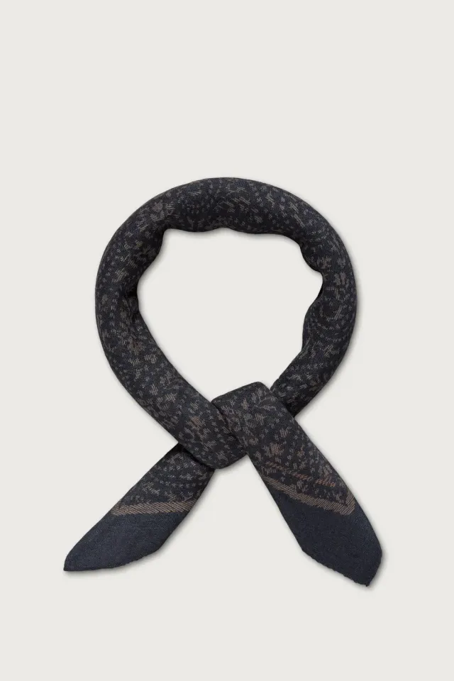 Massimo Alba Bandana foulard blu scuro cashmere seta