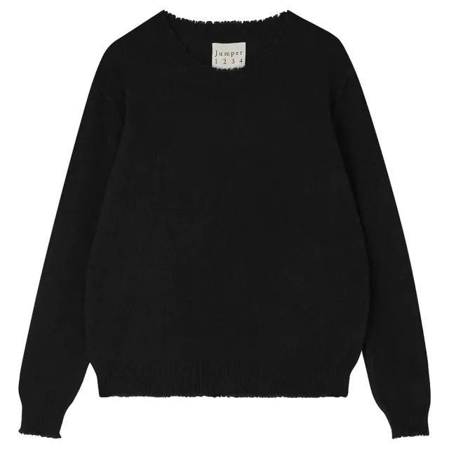 Jumper 1234 Cashmere Distressed Crew maglione nero cashmere