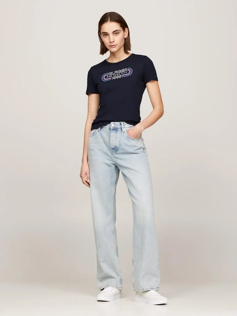 Tommy Hilfiger Slim Fit t-shirt donna XXS bianco cotone