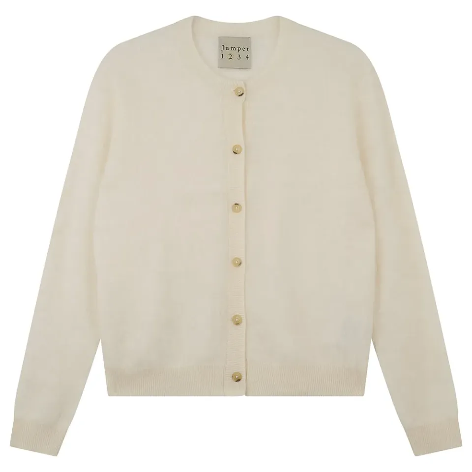 Jumper 1234 Brushed cardigan cashmere crema spazzolato