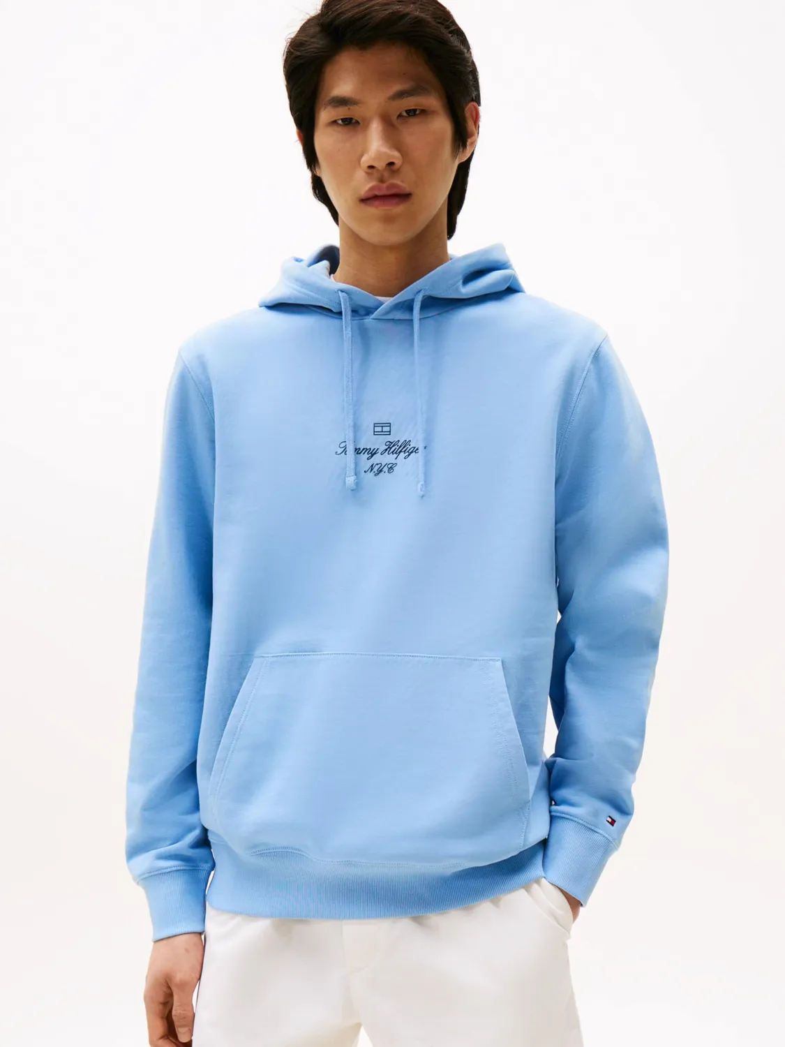 Tommy Hilfiger Outline Flag Script felpa uomo M Desert Sky