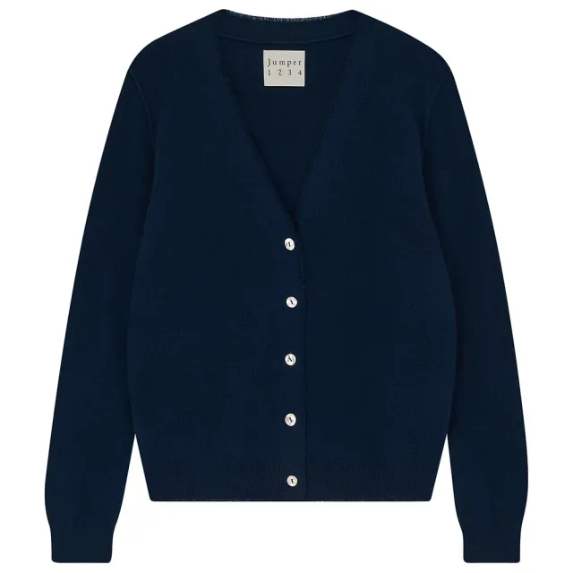 Jumper 1234 Distressed Vee cardigan cashmere navy blu