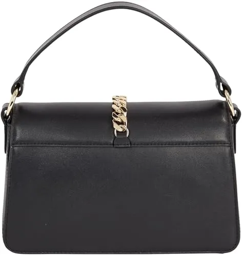 Tommy Hilfiger Chain Leather tracolla donna piccola nera