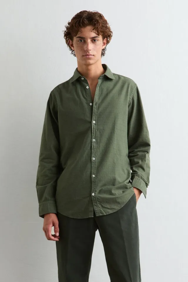 Massimo Alba CANARY CHECK camicia forest night cotone