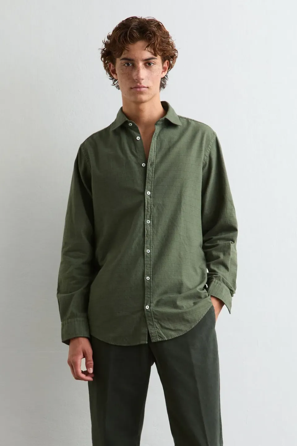 Massimo Alba CANARY CHECK camicia forest night cotone