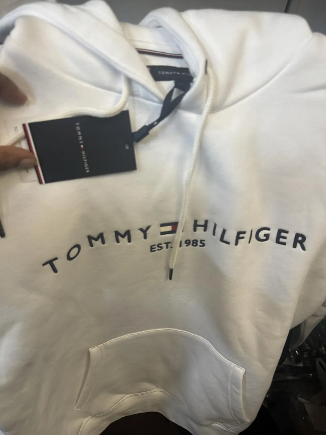 Tommy Hilfiger Tommy Logo felpa uomo cappuccio blu