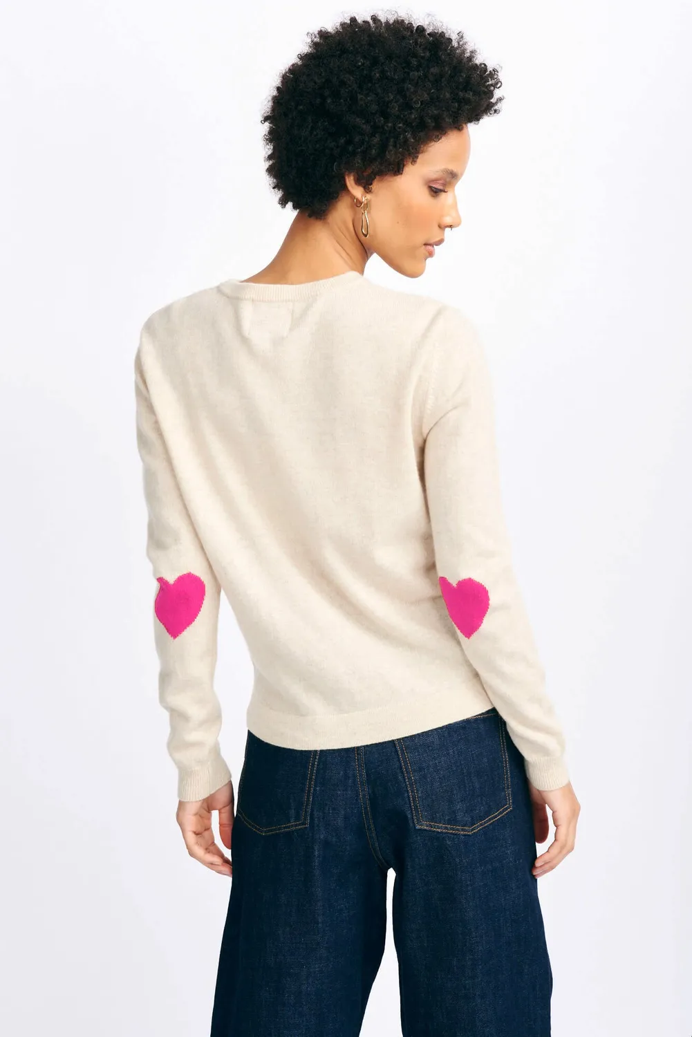 Jumper 1234 Heart Patch maglione cashmere avena cuori
