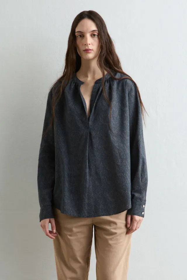 Massimo Alba Yvonne blusa steel blue cotone cashmere