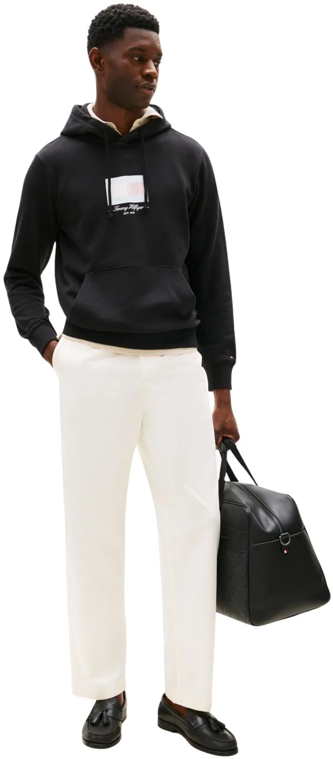 Tommy Hilfiger Ithaca Flag Felpa Cappuccio Uomo L Nera Cotone