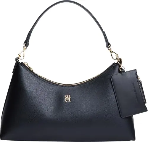 Tommy Hilfiger Icon Borsa a Spalla Donna Nera Monete