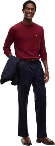 Tommy Hilfiger Essential maglione girocollo borgogna S cotone