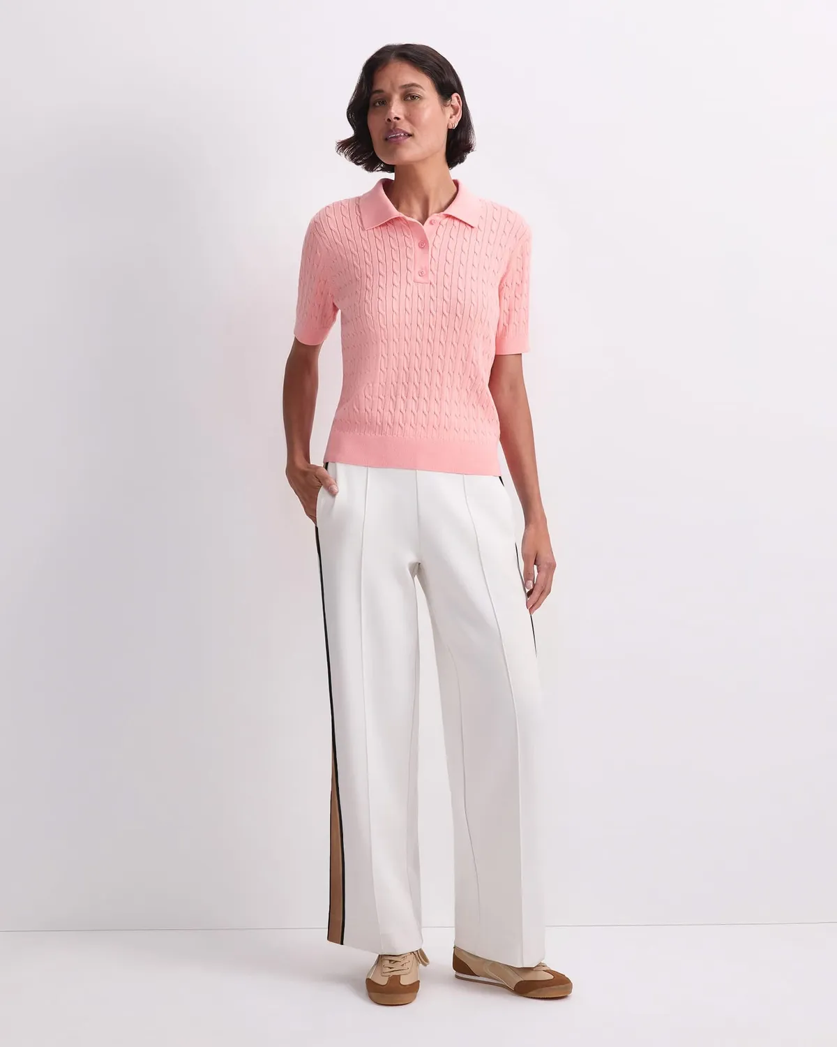 Sportscraft Chiffon Cotton Cable polo maglia donna cotone