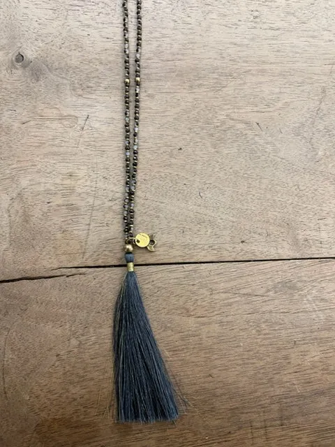 LOL Roma Mala collana vetro e seta nera taglia unica