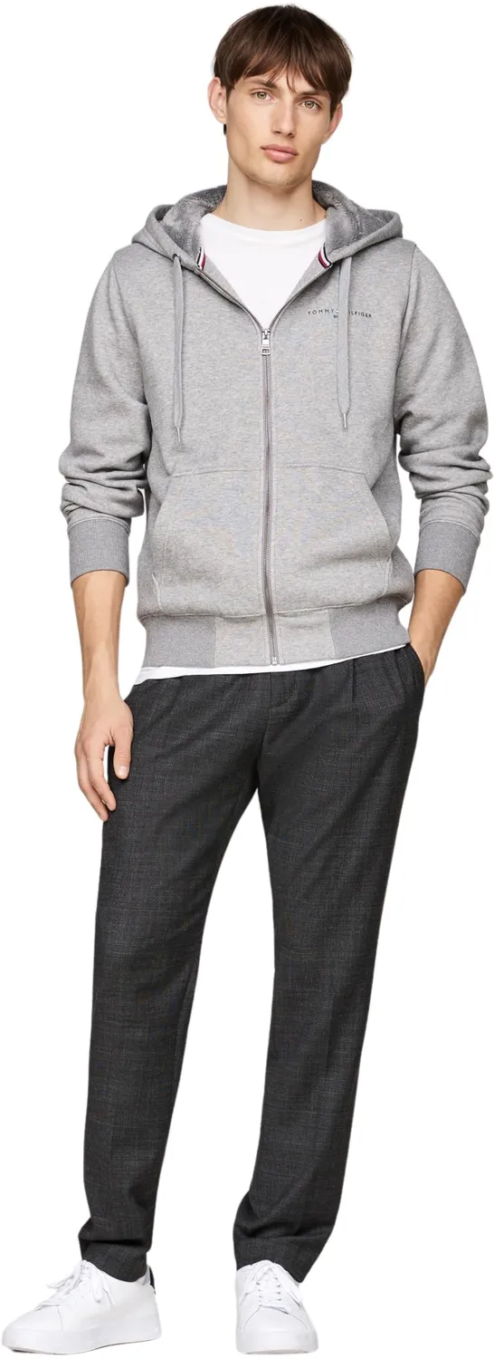 Tommy Hilfiger Logo Fur Lined felpa zip uomo blu pile