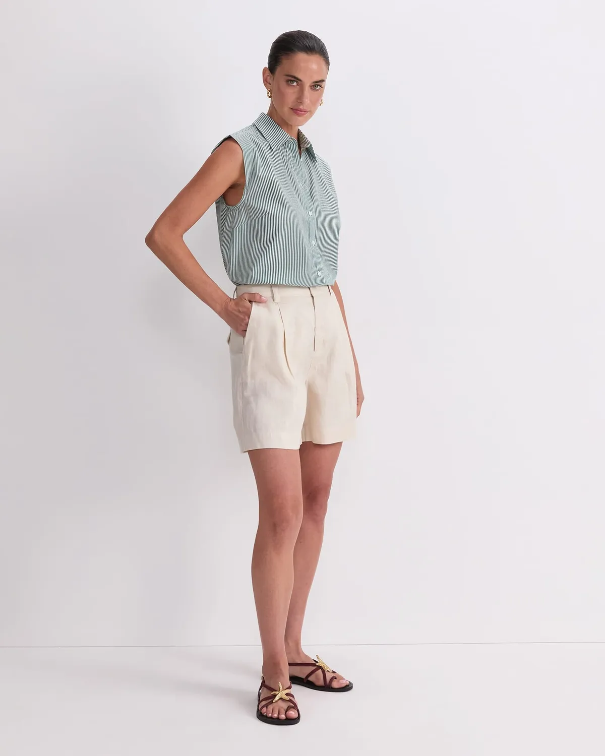Sportscraft Jamie Linen Pleat Short pantaloncini lino donna
