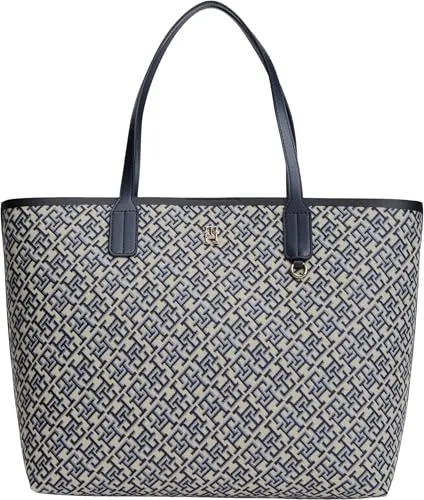 Tommy Hilfiger Icon Jacquard borsa tote blu monogramma