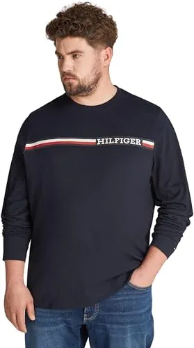 Tommy Hilfiger Chest Stripe Maglia Maniche Lunghe Uomo XXL Blu