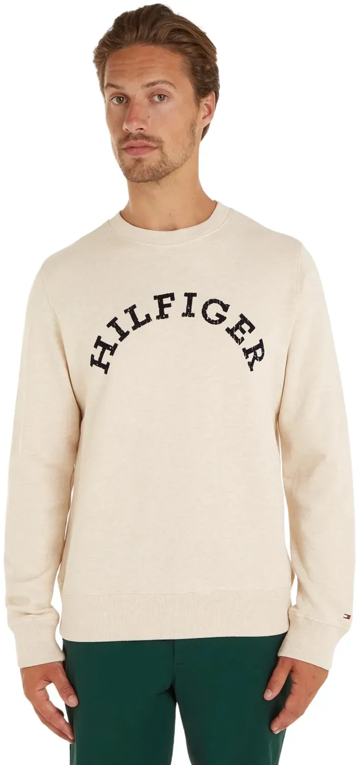 Tommy Hilfiger felpa girocollo uomo cotone grigia