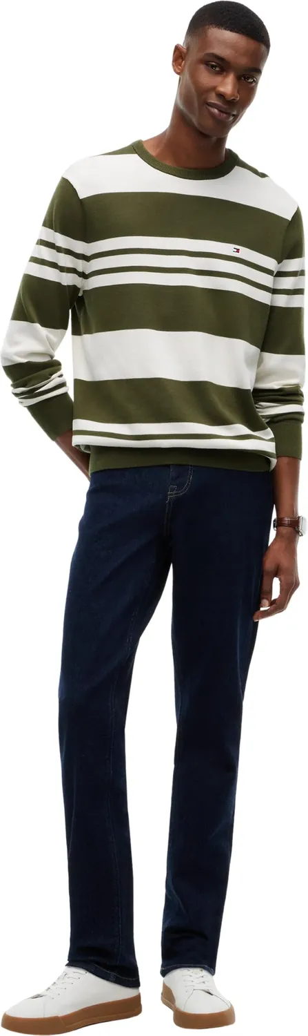 Tommy Hilfiger Essential maglione girocollo verde avorio S cotone