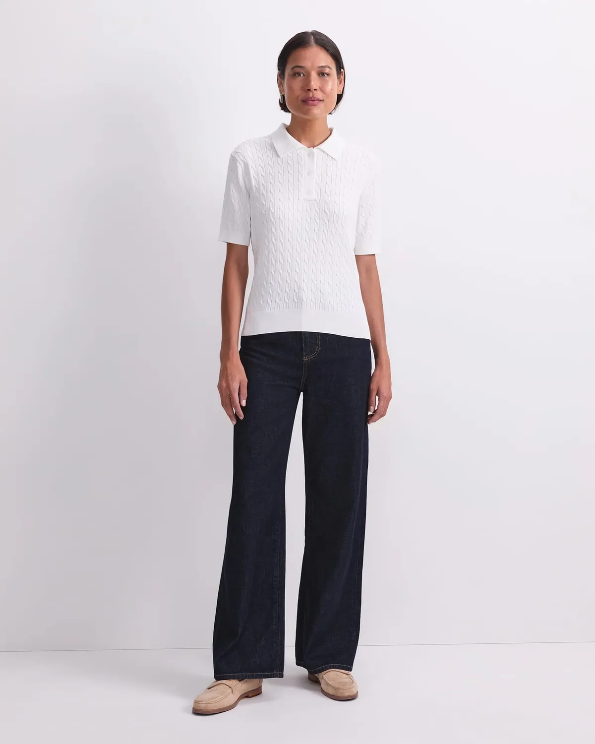Sportscraft Chiffon Cotton Cable Polo donna in cotone