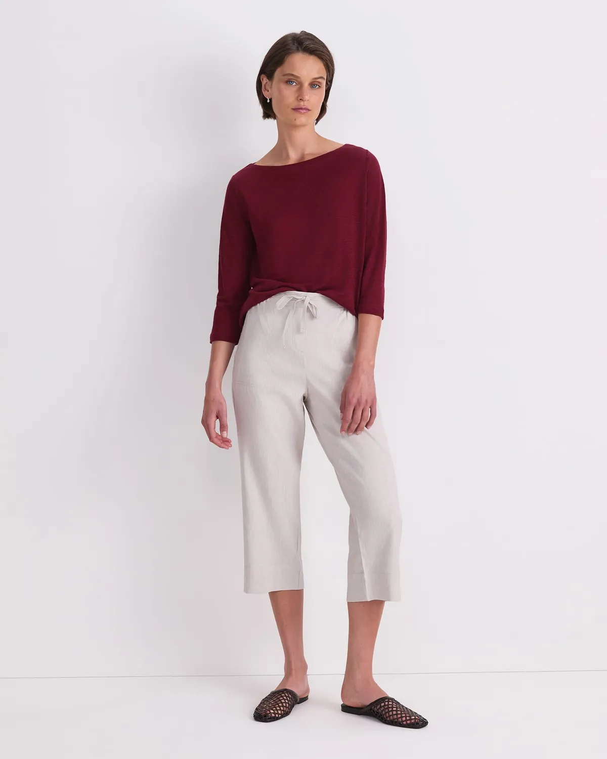 Sportscraft Rosa Crop pantaloni lino elasticizzati